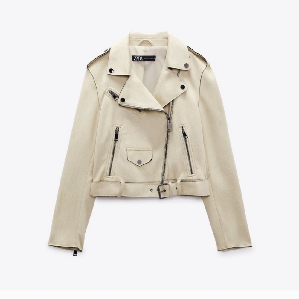 NWOT ZARA FAUX LEATHER MOTO JACKET- Size LARGE